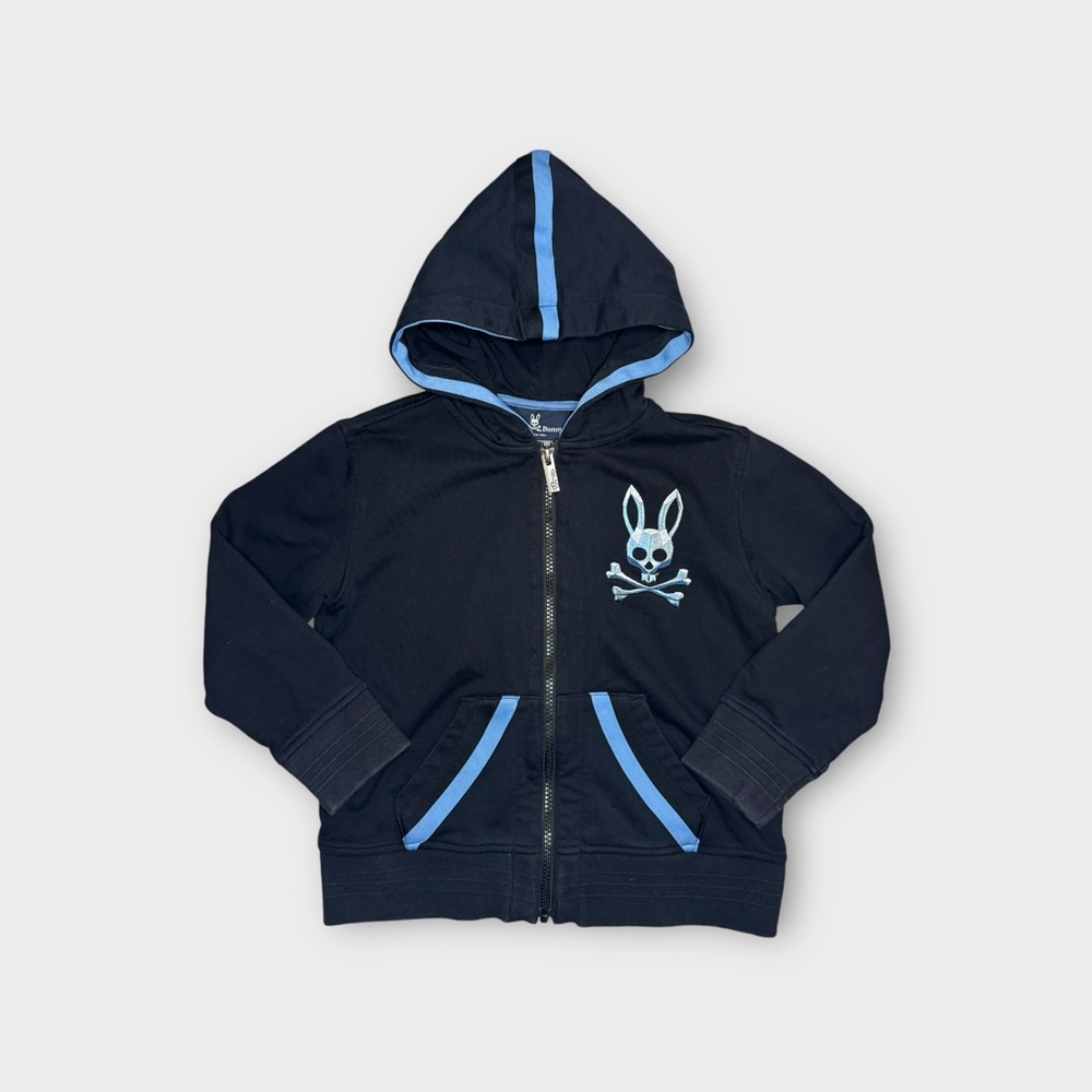 Psycho Bunny Priory Zip Up Black Hoodie Sweatshirt